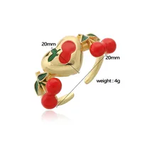 Sweet Cherry Copper Enamel Women's Open Rings main image 5
