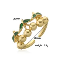 Sweet Cherry Copper Enamel Women's Open Rings main image 4