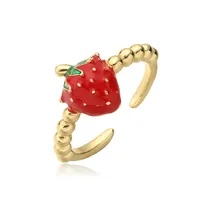 Sweet Cherry Copper Enamel Women's Open Rings sku image 1