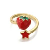 Sweet Cherry Copper Enamel Women's Open Rings sku image 2