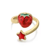 Sweet Cherry Copper Enamel Women's Open Rings sku image 3