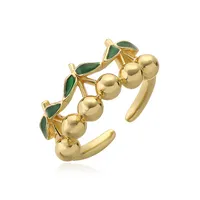 Sweet Cherry Copper Enamel Women's Open Rings sku image 4
