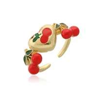 Sweet Cherry Copper Enamel Women's Open Rings sku image 5
