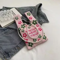 Women's Polyester Flower Streetwear Beading Square Zipper Square Bag sku image 2