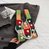 Women's Polyester Flower Streetwear Beading Square Zipper Square Bag sku image 3