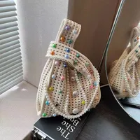 Women's Polyester Flower Streetwear Beading Square Zipper Square Bag sku image 6