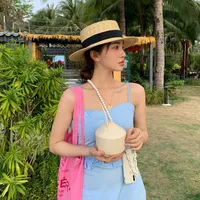 Women's Adults Casual Style Elegant Sports Style Solid Color Double Ring Pure Handmade Wide Eaves Straw Hat main image 2