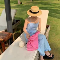 Women's Adults Casual Style Elegant Sports Style Solid Color Double Ring Pure Handmade Wide Eaves Straw Hat main image 4