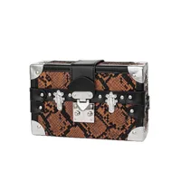 Women's Small Pu Leather Cartoon Snakeskin Streetwear Rivet Square Lock Clasp Shoulder Bag main image 2