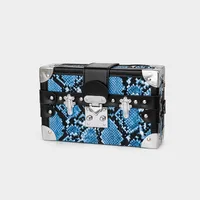 Women's Small Pu Leather Cartoon Snakeskin Streetwear Rivet Square Lock Clasp Shoulder Bag sku image 8