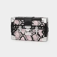 Women's Small Pu Leather Cartoon Snakeskin Streetwear Rivet Square Lock Clasp Shoulder Bag sku image 9