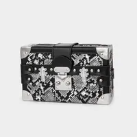 Women's Small Pu Leather Cartoon Snakeskin Streetwear Rivet Square Lock Clasp Shoulder Bag sku image 10