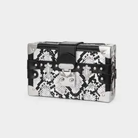 Women's Small Pu Leather Cartoon Snakeskin Streetwear Rivet Square Lock Clasp Shoulder Bag sku image 11