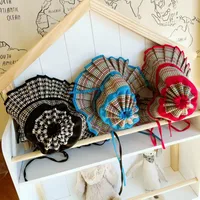 Unisex Cute Retro Plaid Big Eaves Sun Hat main image 1