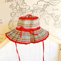 Unisex Cute Retro Plaid Big Eaves Sun Hat sku image 1