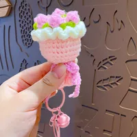 1 Piece Sweet Flower Plush Unisex Bag Pendant Keychain sku image 1
