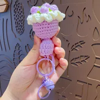 1 Piece Sweet Flower Plush Unisex Bag Pendant Keychain sku image 3