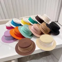 Unisex Elegant Simple Style Color Block Wide Eaves Straw Hat main image 1