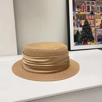 Unisex Elegant Simple Style Color Block Wide Eaves Straw Hat main image 4