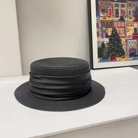 Unisex Elegant Simple Style Color Block Wide Eaves Straw Hat sku image 1