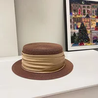 Unisex Elegant Simple Style Color Block Wide Eaves Straw Hat sku image 5