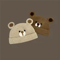 Women's Cute Cartoon Bear Eaveless Wool Cap main image 2