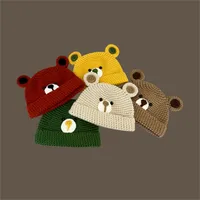 Women's Cute Cartoon Bear Eaveless Wool Cap main image 4