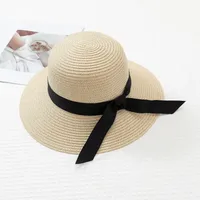 Women's Simple Style Bow Knot Big Eaves Straw Hat sku image 1