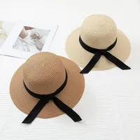 Women's Simple Style Bow Knot Big Eaves Straw Hat main image 3