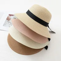 Women's Simple Style Bow Knot Big Eaves Straw Hat main image 1
