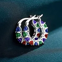 Fashion Full Inlaid Zircon Copper Lace Earrings U-shaped Earrings sku image 3