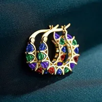 Fashion Full Inlaid Zircon Copper Lace Earrings U-shaped Earrings sku image 2