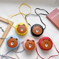 Kid'S Pu Leather Cartoon Bear Cute Round Zipper Crossbody Bag main image 1