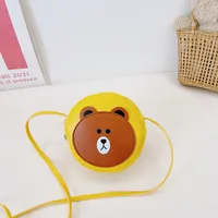 Kid'S Pu Leather Cartoon Bear Cute Round Zipper Crossbody Bag sku image 4