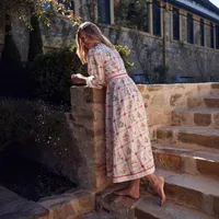 Women's A- Line Skirt Casual Elegant Streetwear Square Neck Long Sleeve Flower Midi Dress Holiday Daily main image 4