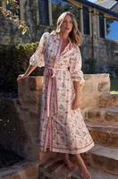 Women's A- Line Skirt Casual Elegant Streetwear Square Neck Long Sleeve Flower Midi Dress Holiday Daily sku image 5