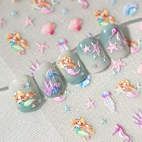 IG Style Cartoon Style Cute Ocean Mermaid Shell Nail Stickers Nail Decoration Accessories main image 1