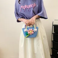 Women's Knit Rainbow Flower Cute Square Open Handbag main image 4