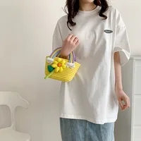 Women's Knit Rainbow Flower Cute Square Open Handbag main image 5