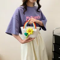 Women's Knit Rainbow Flower Cute Square Open Handbag main image 2