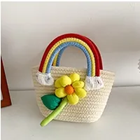 Women's Knit Rainbow Flower Cute Square Open Handbag sku image 5