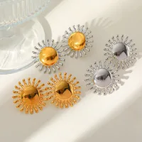 1 Pair Retro Exaggerated Simple Style Sun Plating 304 Stainless Steel 18K Gold Plated Ear Studs main image 3