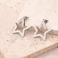 1 Pair/Package Casual Modern Style Simple Style Pentagram Polishing Mixed Metal Plating 304 Stainless Steel 18K Gold Plated Ear Studs main image 4