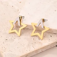 1 Pair/Package Casual Modern Style Simple Style Pentagram Polishing Mixed Metal Plating 304 Stainless Steel 18K Gold Plated Ear Studs main image 2