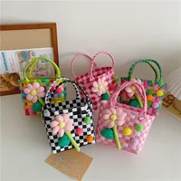 Women's Braid Plaid Flower Cute Square Open Handbag main image 3