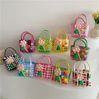 Women's Braid Plaid Flower Cute Square Open Handbag main image 1