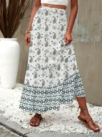 Women's A- Line Skirt Casual Simple Style Streetwear Printing Midi Dress Holiday Banquet Travel sku image 2