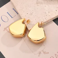1 Pair/Package Casual Modern Style Simple Style C Shape Geometry Handmade Polishing Plating 304 Stainless Steel 18K Gold Plated Earrings main image 4