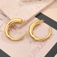 1 Pair/Package Casual Modern Style Simple Style C Shape Geometry Handmade Polishing Plating 304 Stainless Steel 18K Gold Plated Earrings main image 5