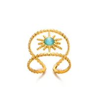 Retro Devil's Eye Heart Shape 304 Stainless Steel Plating Turquoise Women's Open Rings sku image 4